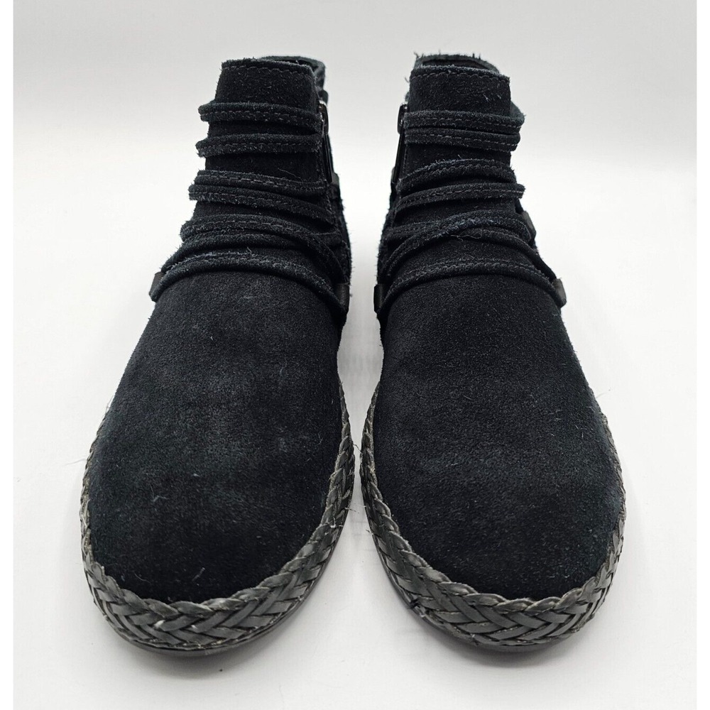 UGG Rianne Boots Women 5 Black Suede Ankle Booties Zipper Wrap Boho Southwestern - Picture 6 of 15